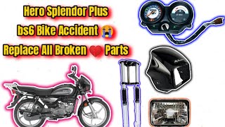 Hero Splendor🏍️ Plus Bs6 Bike🤯 Accidental Case Handle  Fork Out amp Broken😭Parts Replace herobs6 [upl. by Anuaek]