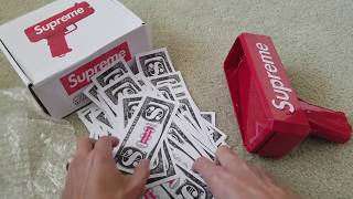 Unboxing Supreme x The Cah Money Cannon 1000 Bill Gun 11 21 2017 [upl. by Arodoet381]