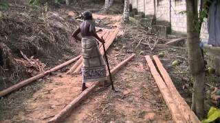 Adze Shaping Roofing Beams from Coconut Wood Premlanka Hotel Sri Lanka [upl. by Alfredo]