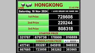 Hongkong Live draw result 16112024  Live Draw HK [upl. by Alessandra]