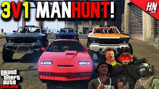 Ruiner 2000 vs Draugurs 3v1 GTA 5 ManHunt [upl. by Nyrret928]