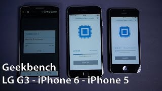 Geekbench Comparison LG G3 iPhone 6 and iPhone 5 [upl. by Vern2]