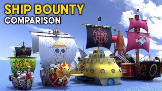 One Piece Ship amp Captain Bounty Comparison  船と船長の賞金首の比較 [upl. by Leena]