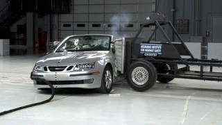 2007 Saab 93 convertible side IIHS crash test [upl. by Llennod292]