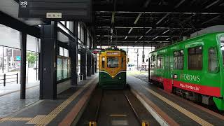 鹿児島駅前への鹿児島中央駅前経由市立病院前行 入線鹿児島市交通局500形501 [upl. by Nednarb]