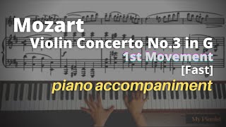 Mozart  Violin Concerto No3 in G K216 1st Mov Piano Accompaniment Fast [upl. by Aropizt441]