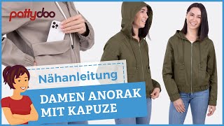 Lässige Anorakjacke für den Übergang nähen 🤩 Kapuze Reißverschluss amp Taschen mit quotGeheimfachquot [upl. by Welton]