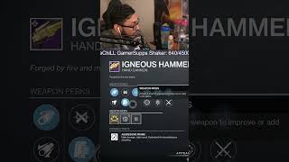 When You Get a GOD ROLL Igneous Hammer But its a Reload Masterwork [upl. by Lashoh]