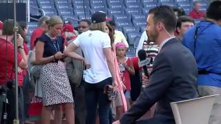 Olympic gold medalist Katie Ledecky throws 1st pitch at Nationals Orioles game [upl. by Schecter446]