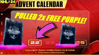 ADVENT CALENDAR GIVES 2 x FREE PURPLE PULLS  NHL 24 HUT PACK OPENING [upl. by Zirtaeb644]