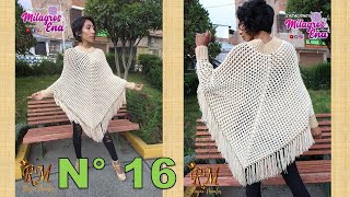 Como tejer el poncho N° 16 reversible a crochet en punto panal de abeja o nido de abeja para damas [upl. by Noivart706]