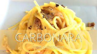 How to cook PASTA in MICROWAVE easy👍 cooking spaghetti carbonara with microwave in 10 minutes [upl. by Kinimod]