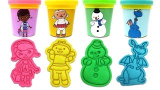 Doc McStuffins PlayDoh Molds amp Toys Stuffy McStuffins Lambie Hallie McStuffins Chilly Squeakers [upl. by Ihdin]