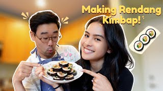 Making Rendang Kimbap ala Maudy Ayunda and Mas Oppa [upl. by Berkow]