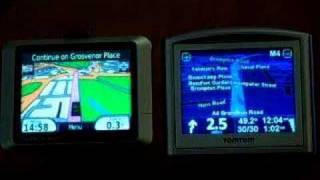 Garmin Nuvi 200 vs TomTom One GB v3 Sat Nav Demo [upl. by Eelarol]