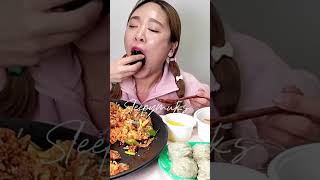 asmr bibimbap dumplings  ​⁠raramukbang mukbang eating sounds shorts [upl. by Nnewg]