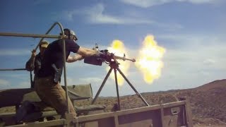 DSHK Heavy Machine Gun In Action Near Afghanistan Border  127MM Russian [upl. by Nahsab74]