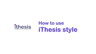 iThesis How to use iThesis style [upl. by Samtsirhc]