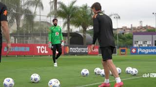 Alisson and Ederson duel at Brazil practice for the most number of saves [upl. by Renrut]