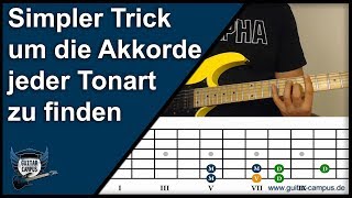 Simpler Trick um die richtigen Akkorde der jeweiligen Tonart zu finden ► Gitarre lernen [upl. by Dinny490]