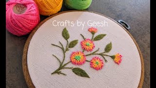 Beautiful flowers with pistil stitch  Hand embroidery tutorial for beginners [upl. by Elconin741]