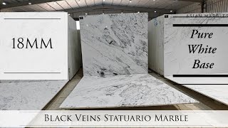 Black Veins Statuario Marble  White Marble with black designs 18mm  9649333444 [upl. by Dogs601]