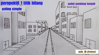 contoh gambar quotgedung2quot perspektif 1 titik hilang  tutorial gambar perspektif mudah dan simple [upl. by Ahselak876]