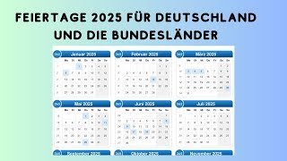 Feiertage 2025 für Deutschland und die Bundesländer [upl. by Colb]