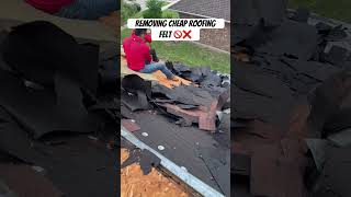 Removing cheap roofing felt 🚫❌ reels roofer construction video roofing roofs [upl. by Kowatch138]