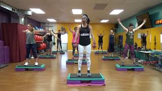 All out Step Aerobics and Leg workhigh calorie BURN [upl. by Aytida]