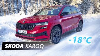 Essai Skoda Karoq Sportline  conditions extrêmes 18° [upl. by Terhune629]