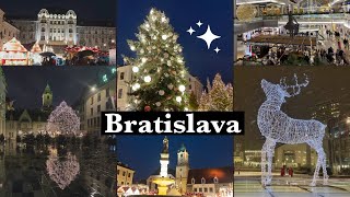 Bratislava Christmas Market 2023  48 hours in Bratislava Slovakia 🇸🇰 4k walking tour Ep1 [upl. by Lehcir]