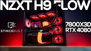 NZXT H9 FLOW RTX 4080  7800X3D PC BUILD Lian Li strimmer [upl. by Acirema714]