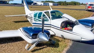 Beech Baron destroyed after landing gear retracts during takeoff roll [upl. by Vince]