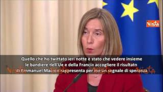 Mogherini quotBello vedere le bandiere europee ai comizi di Macronquot [upl. by Aelram]