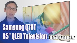 Samsung Q70T 85 QLED TV  Unboxing and Review [upl. by Ahsertal819]