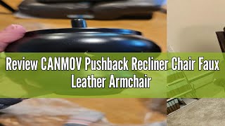 Review CANMOV Pushback Recliner Chair Faux Leather Armchair Push Back Recliner with Rivet Decoration [upl. by Anitram835]