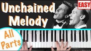 How to play UNCHAINED MELODY  Easy Piano Tutorial chords accompaniment [upl. by Annaira]