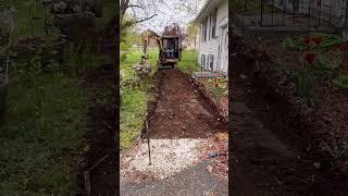 Digging out for a new paver sidewalk with a mini excavator construction landscape fix [upl. by Oiled825]