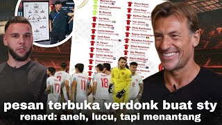 Yakin Mereka Tim ASEAN Reaksi Herve Renard Liat List Pemain Indo Pesan Verdonk Khusus Untuk STY [upl. by Reste]