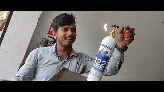 R 22 FLAMMABLE amp NON FLAMMABLE TEST AIR CONDITIONER REFRIGERANT GAS CHARGING R 22 AC BE SAFE [upl. by Aihsenak]