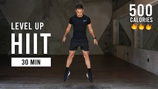 30 Minute Level Up HIIT Cardio Workout At Home No Equipment [upl. by Netsyrk]