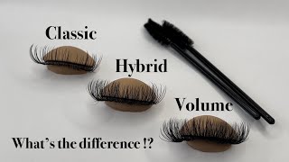 Classic Hybrid amp Volume Lash Extensions  What’s the difference  How do you create them [upl. by Lenoj38]