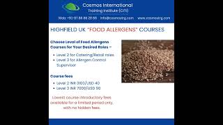 CITI  Highfield UK Training Courses  Food Safety HACCP ​Food Allergens amp ​Nutrition and Health [upl. by Notsae561]