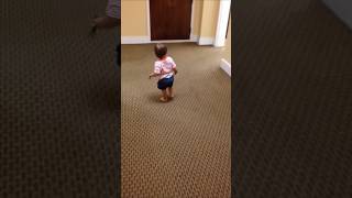 Baby runs into wall learning to walk baby cute [upl. by Magdaia]