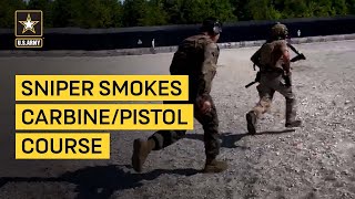 Watch this sniper from the 75th Ranger Regiment absolutely smoke the CarbinePistol course [upl. by Zetnahs]