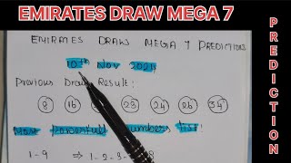 EMIRATES DRAW MEGA 7 PREDICTIONS 10TH OCTOBER 2024 [upl. by Dirk]