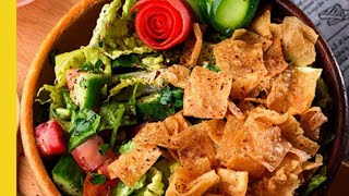 Fattoush Salad  Easy Fresh Green Salad With Fried Bread [upl. by Amer]