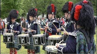 Drum Salute by Ballater Pipe Band Drum Corps in Tomintoul before 2023 Tomintoul Highland Games [upl. by Anwahs]