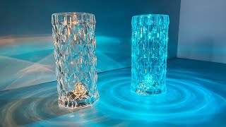 Crystal Table Lamp Unbox and Review  3 Colors Touch Crystal Table Lamp VS RGB Crystal Table Lamp [upl. by Nnayt]